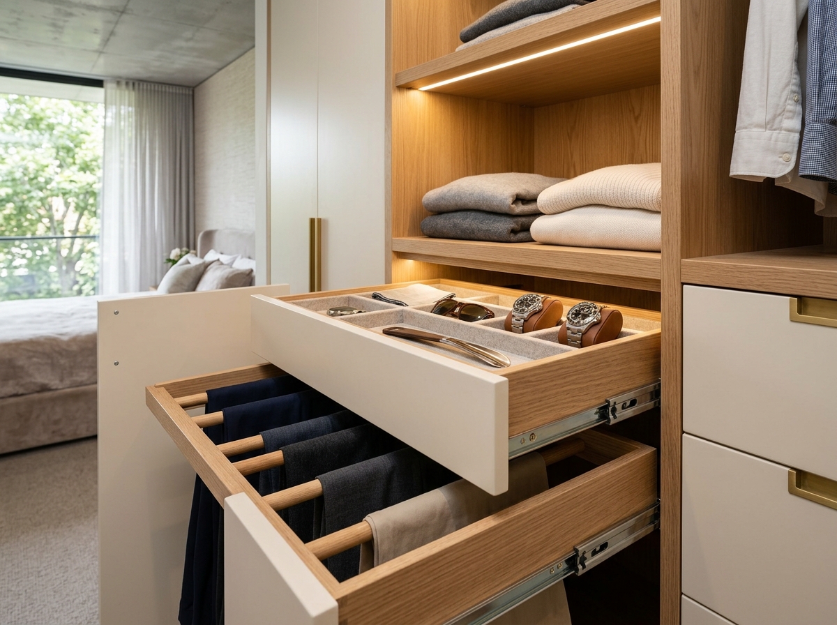 Velvet Lined Accessory and Jewelry Pull-out Drawers